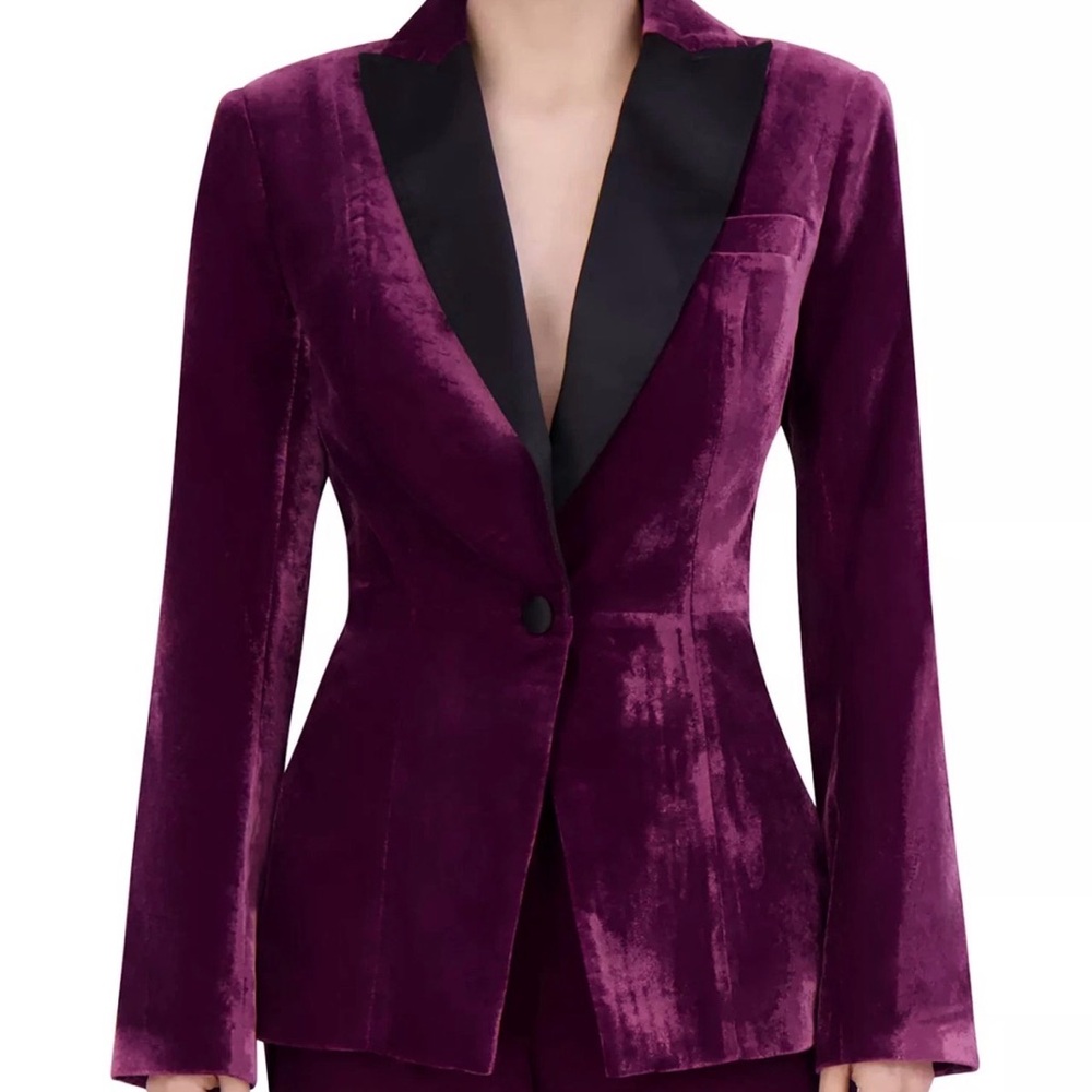 BCBGMaxAzria Rich Purple Velvet Blazer tuxedo size 4